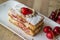 Strawberry puff mille-feuille with cherry