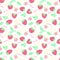 Strawberry seamless fruit pattern on white backgrownd. Vector flat illustration. Summer fruit concept