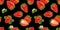 Strawberry seamless pattern on black background