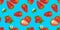 Strawberry seamless pattern on blue background