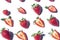 Strawberry seamless pattern on the noon light. Top view fresh berries