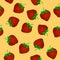 Strawberry seamless pattern yellow ground