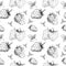 Strawberry seamless sketch pattern. Hand painted black berryes without background. Vector doodle of strawberry