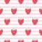 Strawberry seamless vector striped pattern.
