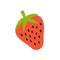 Strawberry with seeds and leaf. Fresh ripe red berry icon. Sweet natural garden food in doodle style. Flat vector illustration