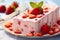 Strawberry Semifreddo, an italian dessert made from cream, Greek Yogurt and strawberry fruits