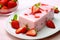 Strawberry Semifreddo, an italian dessert made from cream, Greek Yogurt and strawberry fruits