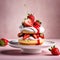 Strawberry shortcake, sweet dessert with berries and cream