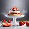 Strawberry shortcake, sweet dessert with berries and cream