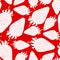 Strawberry silhouette pattern seamless on red background