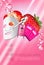 Strawberry skin care mask ads. Vector Illustration with strawberry smoothing mask and serum