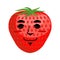 Strawberry sleep Emoji. Red berry asleep emotion isolated