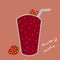 Strawberry smoothie frappe cartoon illustration