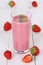 Strawberry smoothie fruit juice milkshake with strawberries frui