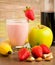 Strawberry smoothie refreshing fruit meal - healthy vegetarian f