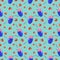 Strawberry smoothie seamless pattern on blue background