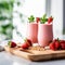 strawberry smoothie with strawberry - generated ai photos