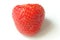 Strawberry without stem on white background with shadow. Red ripe berry with yellow seeds
