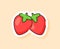 Strawberry sticker fruity healthy fresh food with color flat cartoon outline style