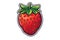 Strawberry Sticker On Isolated White Background