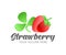 Strawberry and strawberry abstract in ribbon geometric style, logo design. Berry, fruit and food, vector design