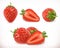 Strawberry. Sweet fruit. 3d vector icons set