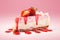 Strawberry swirl cheesecake slice tasty dessert background