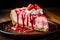 Strawberry swirl cheesecake slice tasty dessert background