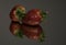 Strawberry on table, closeup strawberries, drops of water