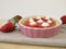 Strawberry tartlet topped with cream icing