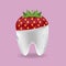 Strawberry Tooth Mixed Dental Symbol Vector