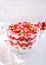 Strawberry trifle dessert in a dish