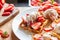 Strawberry waffles. Sweet dessert preparation. Serving with home-made ice cream
