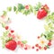 Strawberry wreath with flowers and leaves