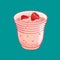 strawberry yogurt in the cup on color background. vector illustration