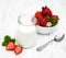 Strawberry yogurt with fresh strawberries