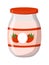 Strawberry yogurt in Mason glass jar isolated on white