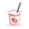 Strawberry yogurt with spoon inside