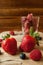 Strawberrys Blueberrys and Strawberrys on wood background studio Shot