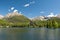 Strbske pleso in High tatras in summer. High tatras mountains. Vysoke tatry. Slovakia. Nature of Slovakia. Hotel Patria.