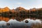 Strbske pleso lake, hotel Patria and peaks on the background in autumn Vysoke Tatry mountains in Slovakia