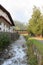 Stream Bretterwandbach with bridge in Matrei, Austria