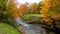 Stream Burbles Through Vibrant Trees During Fall Colors in Vermont