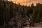 Stream Cascades Toward Glen Aulin Campground at Sunset