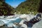 Stream creek in a mountain forest, New Zealand