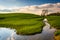 Stream in a farm field in rural York County, Pennsylvania.