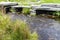 Stream flowing under clapper bridge.