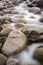 Stream flows over water worn rocks