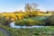 A stream meanders across a meadow near Lubenham, UK