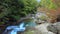 Stream between rock walls and autumn forest valley of Ordesa National Park. Spain